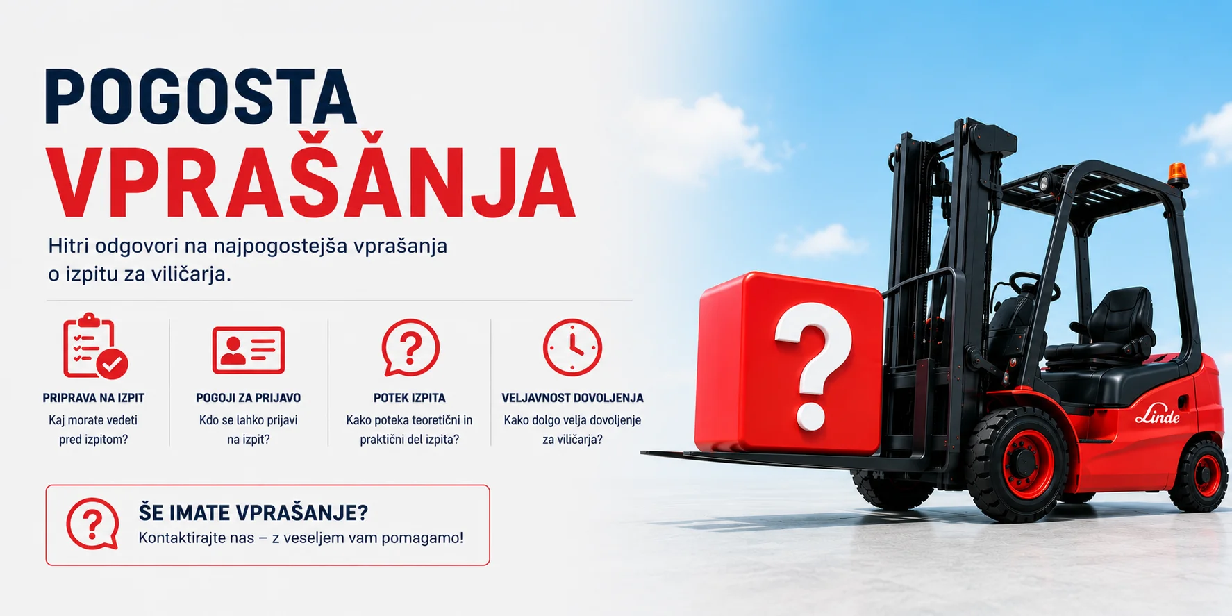 Pogosta vprašanja za opravljanje izpita za viličarja